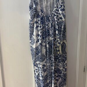 H&M White Maxi Dress with royal Blue Paisley Print